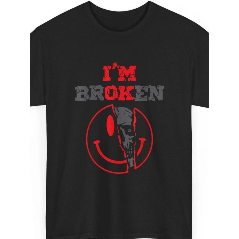Confused Smile I_M Broken Invisible Illness Shirt I_M Ok Broken T-Shirt 186